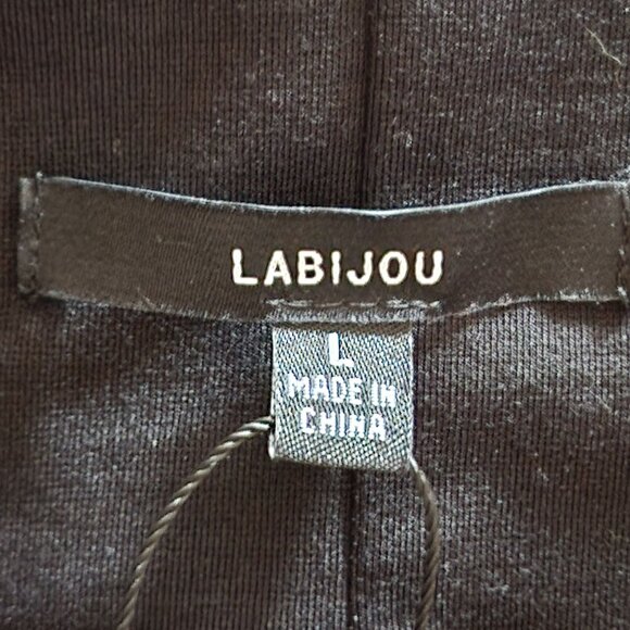 Labijou Pencil Skirt Large Embroidered Black Flowers Pull On Elastic Waist NWT - Picture 7 of 10